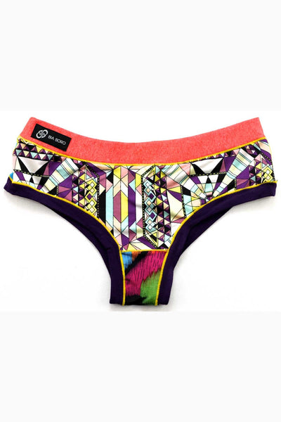 Bamboo Salmon/Purple Floral Bootyshort / Swim Bottom