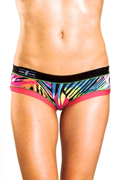 Bamboo Solid-Black/Pink Bootyshort / Swim Bottom