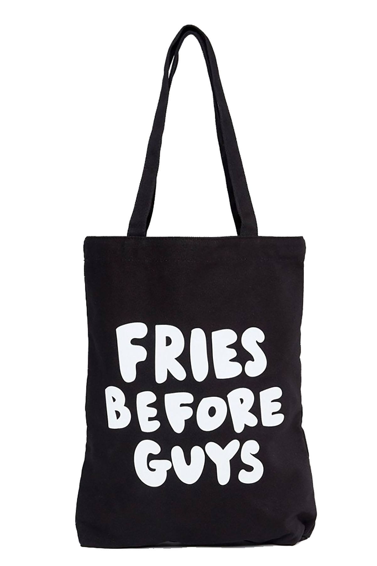 Ban.do Black Fries Before Guys Tote Bag
