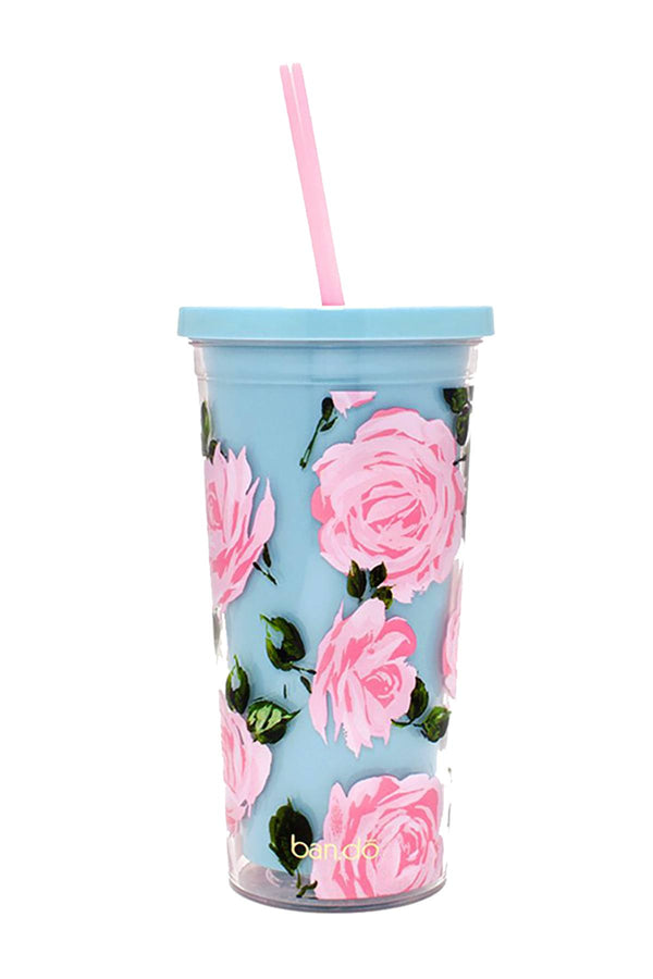 Ban.do Light-Blue/Pink Rose-Parade 20oz Tumbler
