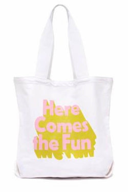 Ban.do White Here Comes The Fun Canvas Tote thumbnail 1