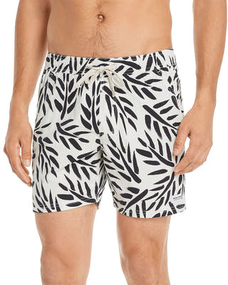 Banks Journal Leaf Print Board Shorts Off White