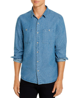 Banks Journal Shadow Chambray Slim Fit Shirt Stone Blue thumbnail 1