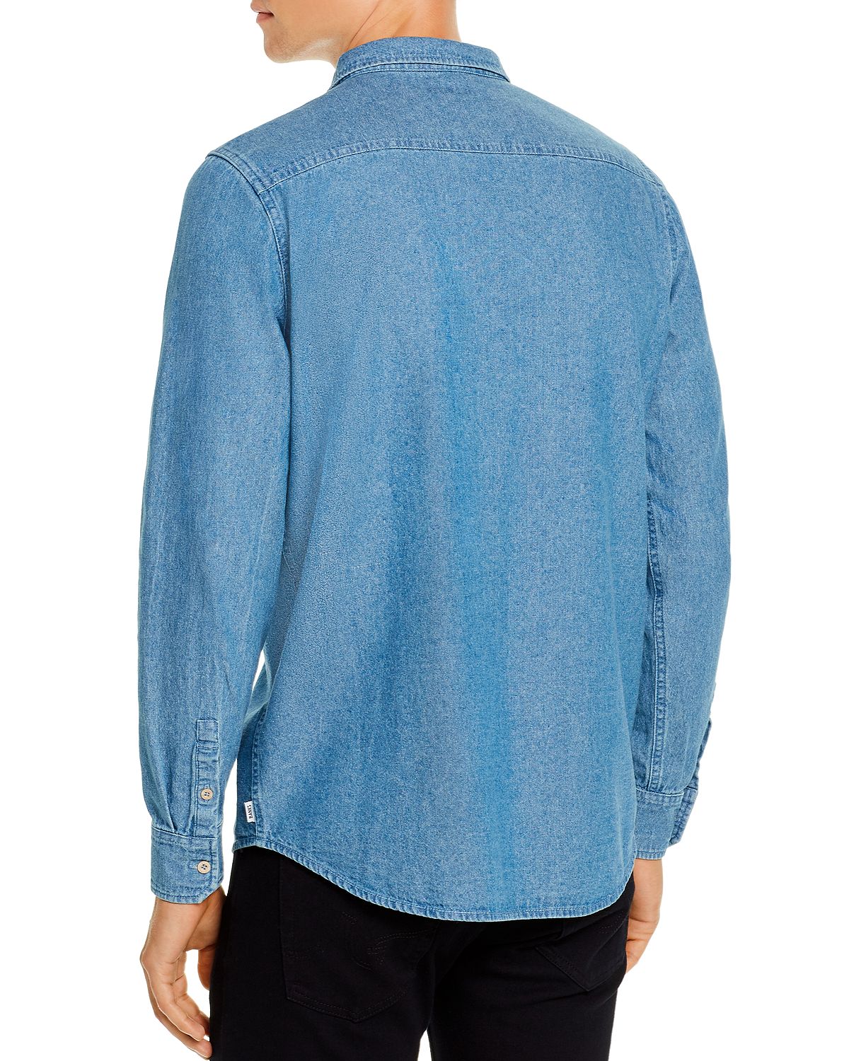 Banks Journal Shadow Chambray Slim Fit Shirt Stone Blue
