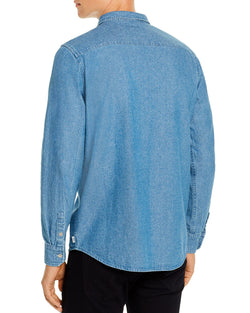 Banks Journal Shadow Chambray Slim Fit Shirt Stone Blue thumbnail 2