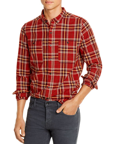 Banks Journal Vanish Plaid Slim Fit Button-down Shirt Rust