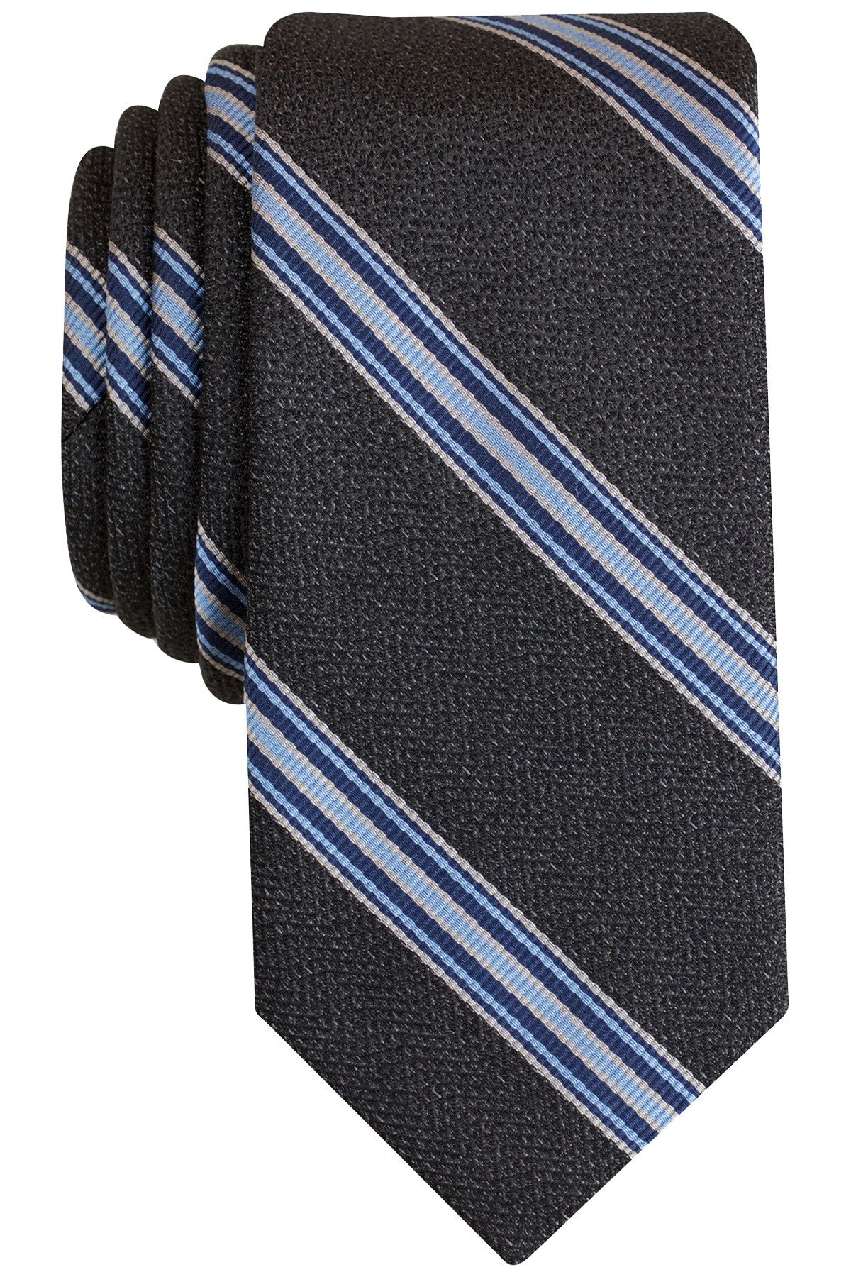 Bar III Black/Blue Corby Stripe Skinny Tie