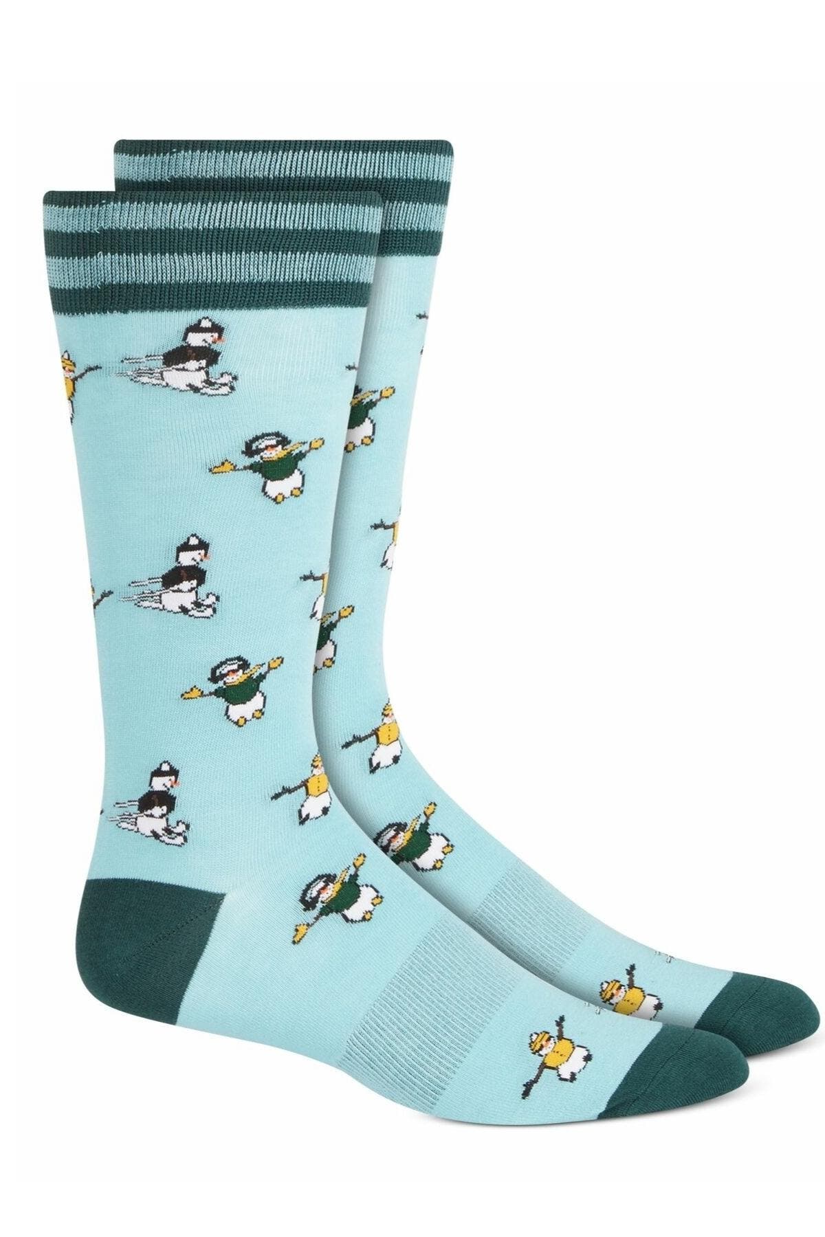 Bar III Skiing Snowman Crew Sock
