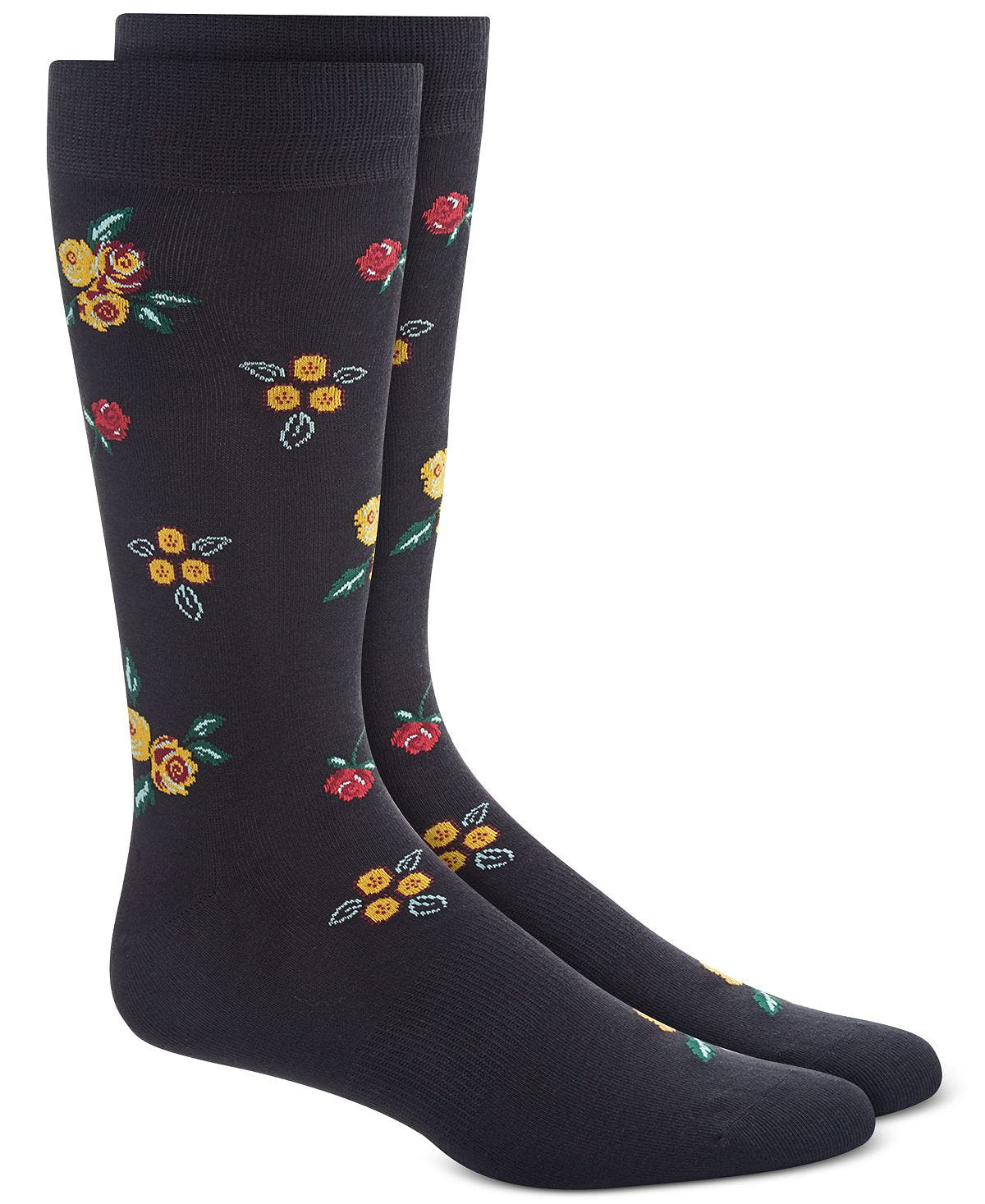 Bar Iii Black Rose Floral Socks Rose Floral
