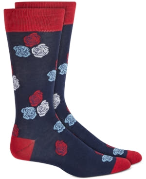 Bar Iii Men's Blue Floral-pattern Socks, Created For Macy's