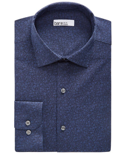 Bar Iii Organic Cotton Floral Jacquard Slim Fit Dress Shirt Navy thumbnail 1