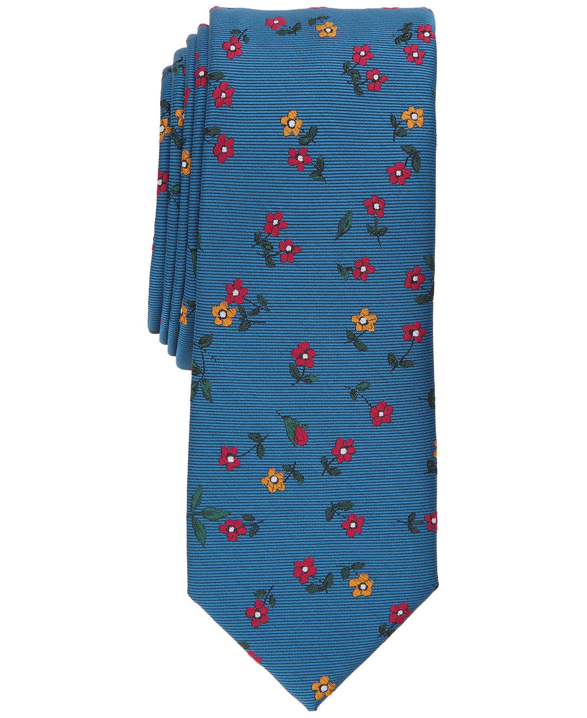 Bar Iii Skinny Floral Tie Teal