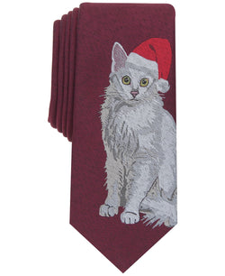 Bar Iii Skinny Holiday Kitty Tie Burgundy thumbnail 1