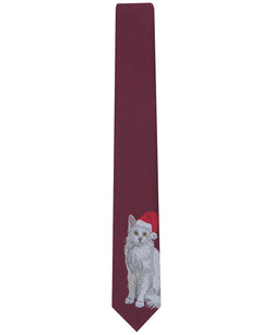Bar Iii Skinny Holiday Kitty Tie Burgundy thumbnail 2