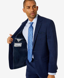 Bar Iii Skinny-fit Suit Separate Jacket Created For Blue Plaid thumbnail 4