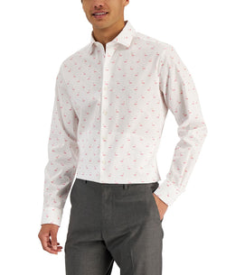 Bar Iii Slim Fit Flamingo-print Dress Shirt White Pink thumbnail 1
