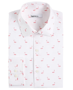 Bar Iii Slim Fit Flamingo-print Dress Shirt White Pink thumbnail 4