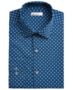 Bar Iii Slim-fit Medallion-print Dress Shirt Navy White thumbnail 1