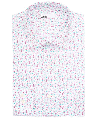 Bar Iii Slim-fit Performance Stretch Floral Vine Dress Shirt White Pink