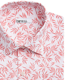 Bar Iii Slim-fit Tossed Leaf-print Dress Shirt White Pink thumbnail 2