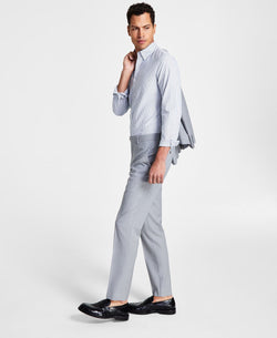 Bar Iii Slim-fit Wool Sharkskin Suit Pants Light Grey thumbnail 1