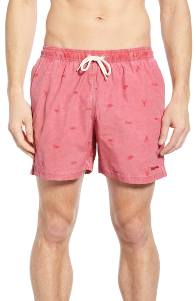 Barbour Men's Lobster Print Swim Trunks Red