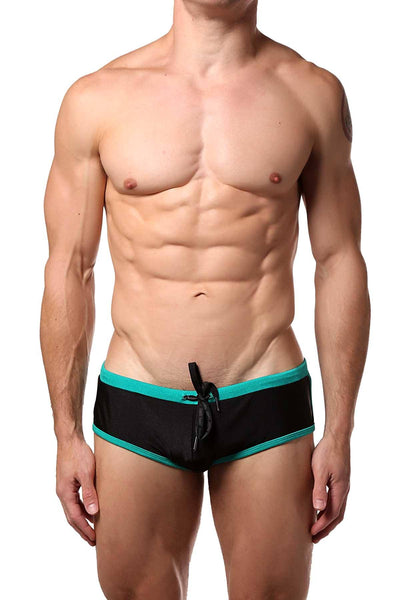 Baskit Black/Green Outlines Rise Swim Bikini