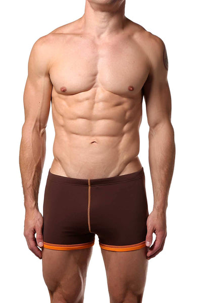 Baskit Brown-Stone Box-Cut Swim Trunk