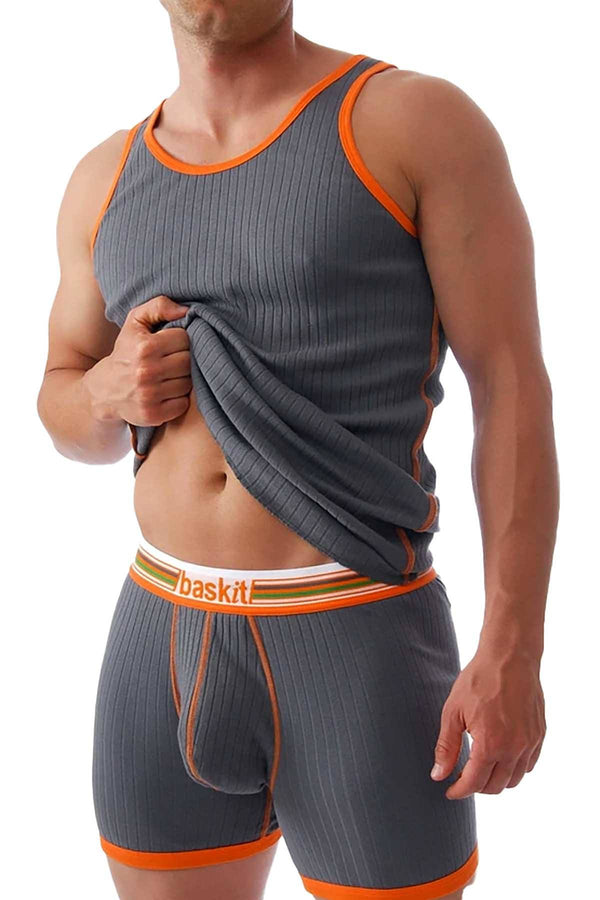 Baskit Pewter Ribbed Tank Top