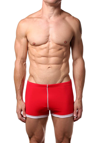 Baskit Race-Car-Red Box-Cut Swim Trunk