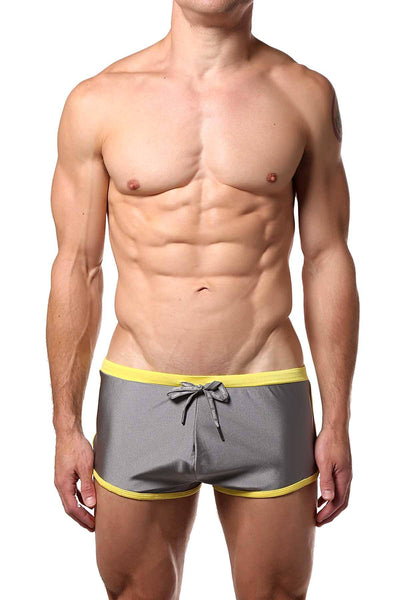 Baskit Silver/Yellow Outlines Rise Swim Trunk