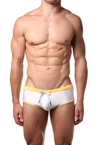 Baskit White/Orange Outlines Rise Swim Bikini