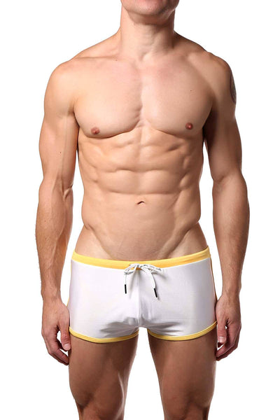 Baskit White/Orange Outlines Rise Swim Trunk