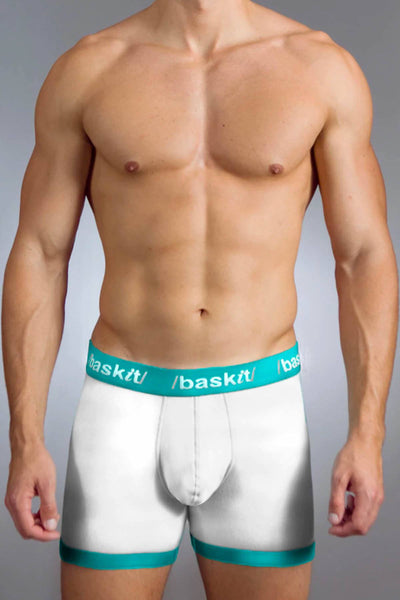 Baskit White & Atol Blue Contrast Boxer Brief