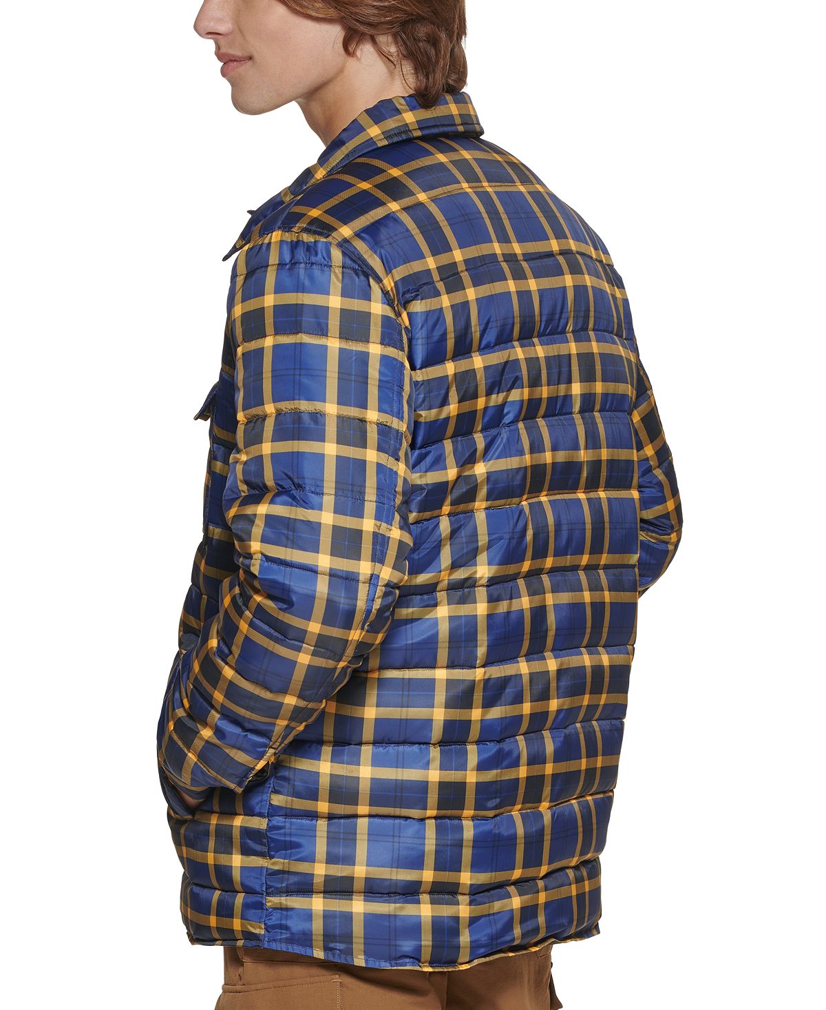 Bass Outdoor Mission Plaid Puffer Jacket Navy/yellow