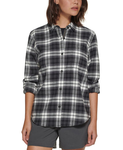 Bass Outdoor Women's Plaid Windsor Stretch Flannel Button-Down Shirt