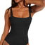 Becca Color Code Solid Tie Shoulder One-piece Swimsuit Black