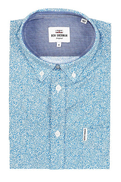 Ben Sherman Blue Summer-Sky Floral Printed Slim-Fit Button-Down Shirt thumbnail 2