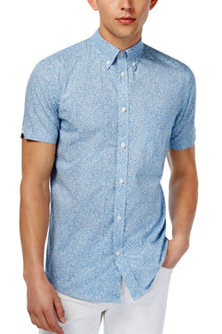 Ben Sherman Blue Summer-Sky Floral Printed Slim-Fit Button-Down Shirt thumbnail 1