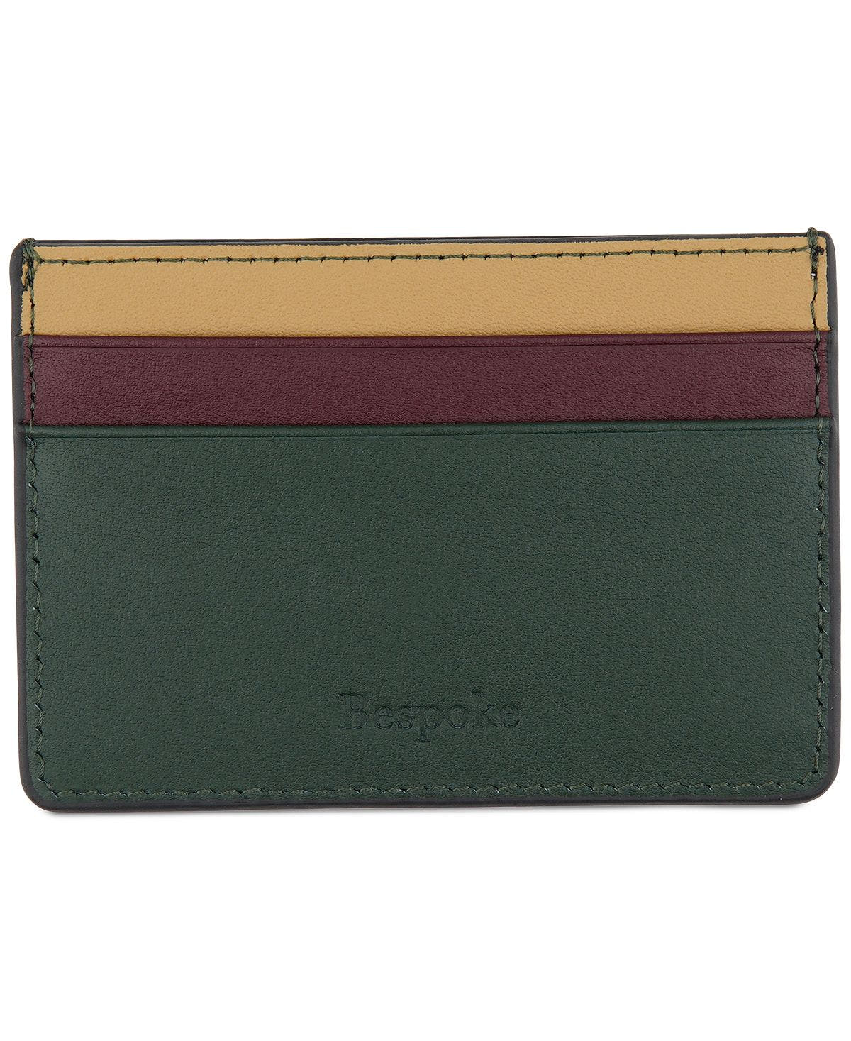 Bespoke Colorblocked Nappa Leather Card Case Dark Green