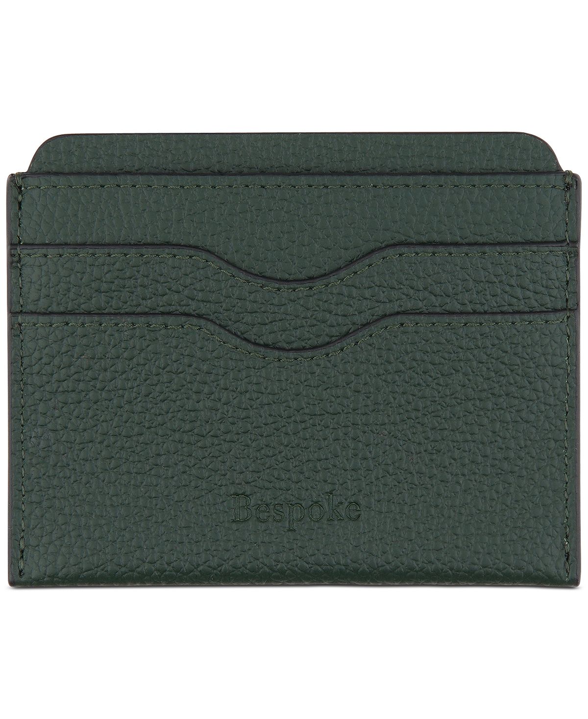 Bespoke Pebble Leather Card Case Dark Green