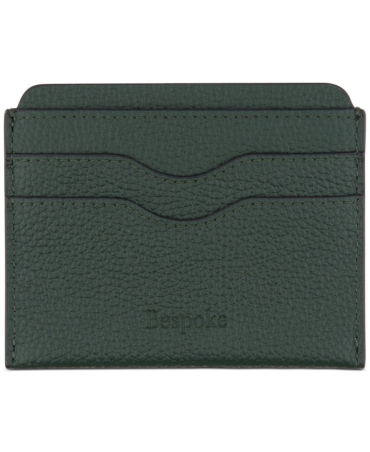 Bespoke Pebble Leather Card Case Dark Green