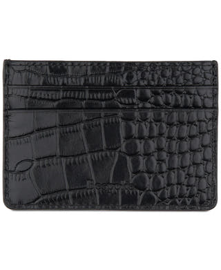 Bespoke Straight Edge Gator Embossed Leather Card Case Black