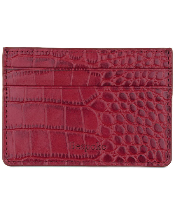 Bespoke Straight Edge Gator Embossed Leather Card Case Burgundy