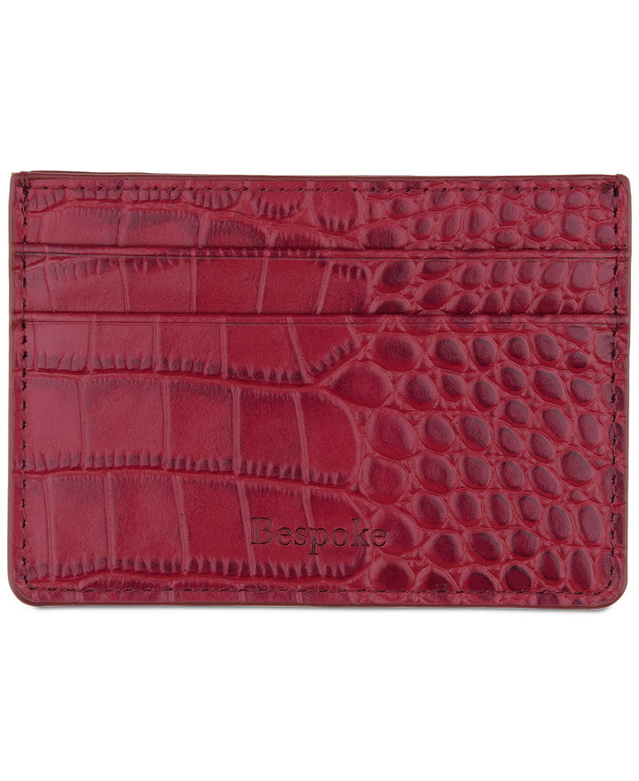 Bespoke Straight Edge Gator Embossed Leather Card Case Burgundy