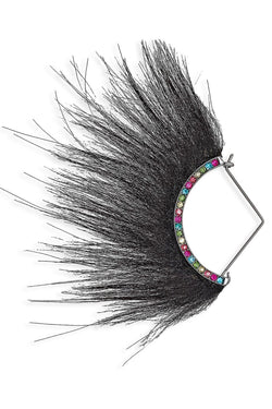 Betsey Johnson Black Faux-Fur Fan Earrings thumbnail 2