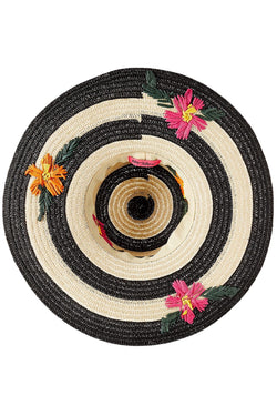 Betsey Johnson Black/Natural Floral Bliss Floppy Hat thumbnail 4