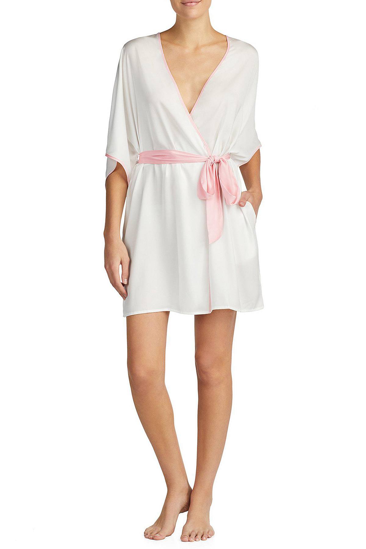 Betsey Johnson Cream-White Satin Bridal Robe