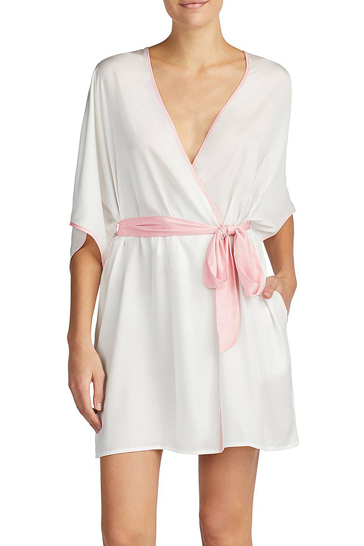 Betsey Johnson Cream-White Satin Bridal Robe