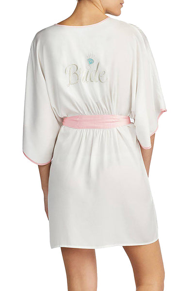 Betsey Johnson Cream-White Satin Bridal Robe